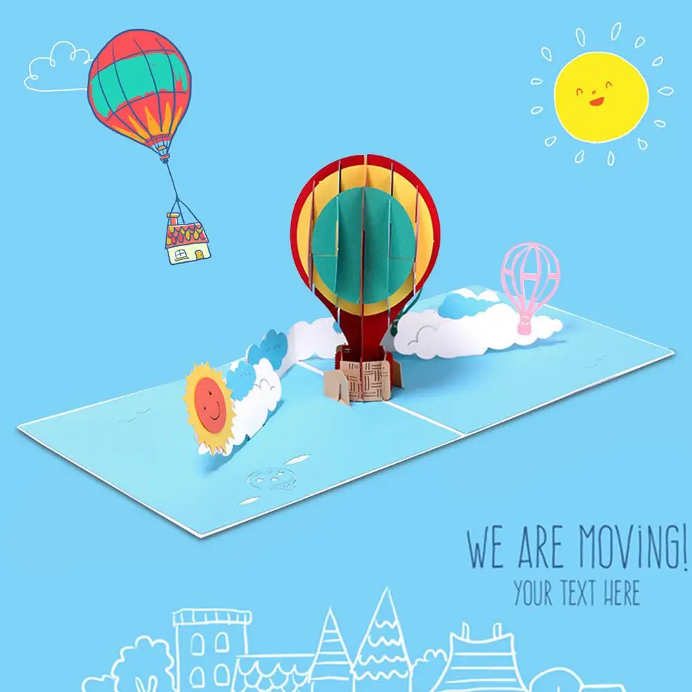 Трехмерная открытка на день рождения с воздушным шаром 3D ручной работы