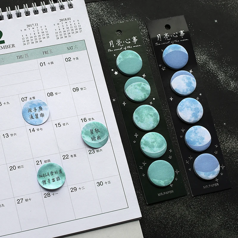 150 Sheets Secret of The Moon Memo Pad Sticky Notes Index Planner Stickers Notepads Stationery Office School Self-stick |
