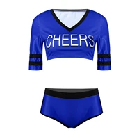 womens lingerie sexy cheerleader costume halloween fancy dress up for rolepaly v neck short sleeve crop top with briefs panties