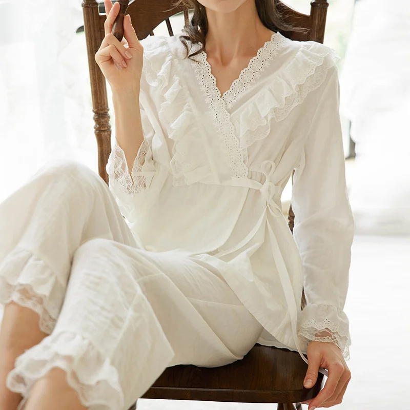 

Cotton Pajamas Women's Autumn Pure Cotton Sexy Women's home Women's Dress lace top pijama unicornio lenceria femenina zaful