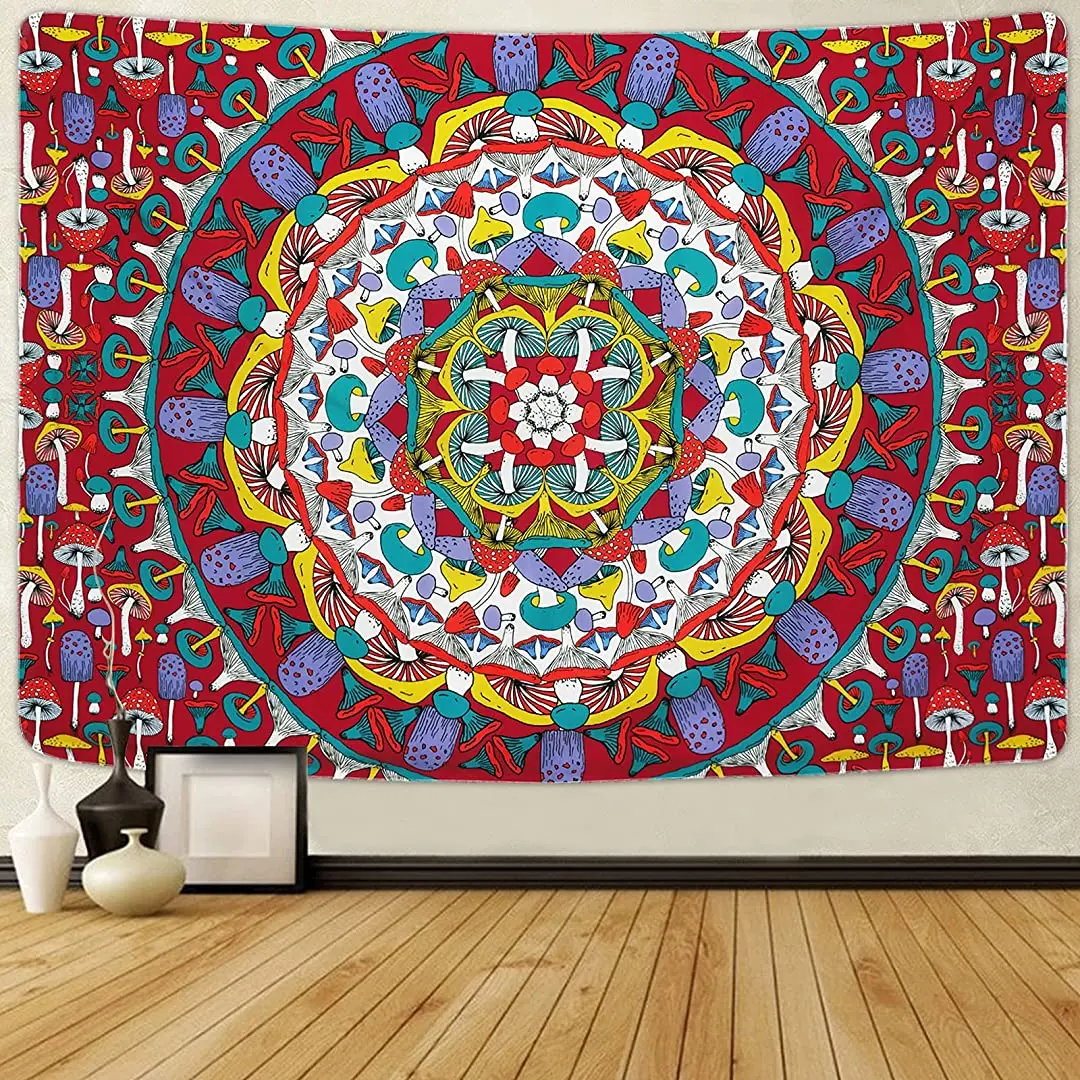 

Mushroom Tapestry, Kaleidoscope Mandala Tapestry Psychedelic Mushroom Tapestries Colorful Bohemian Hippie Tapestry Wall Hanging