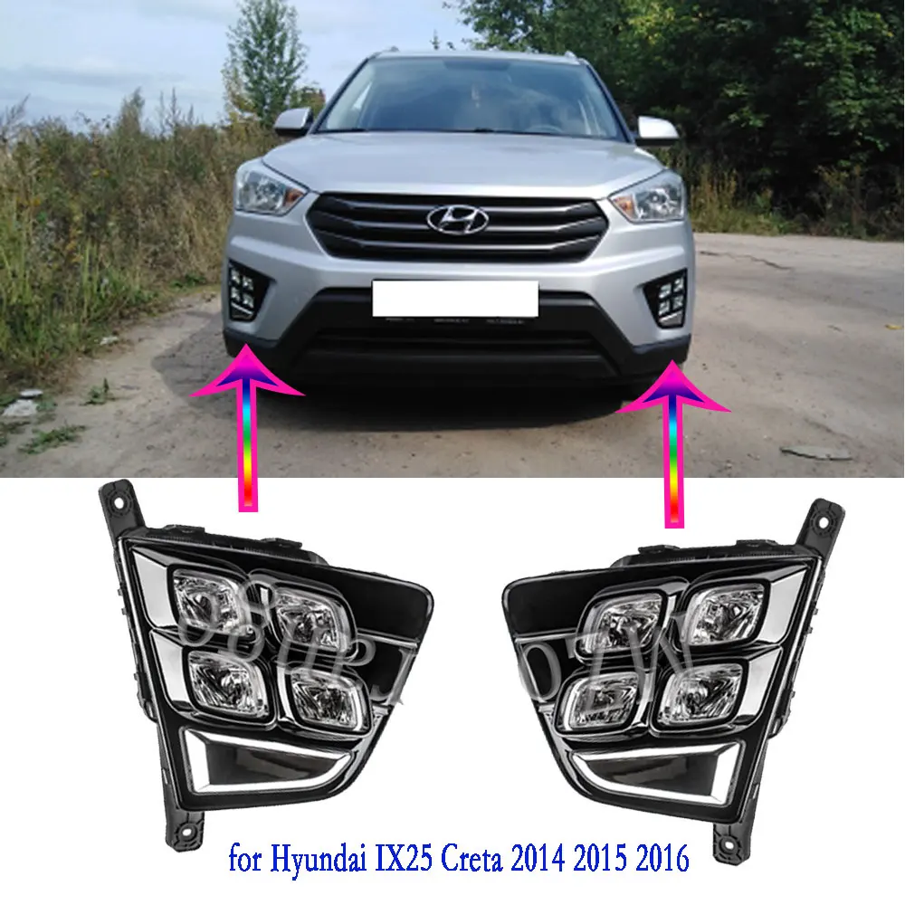 Светодиодный дневные ходовые огни для Hyundai IX25 Creta 2014 2015 2016 2 шт. головной