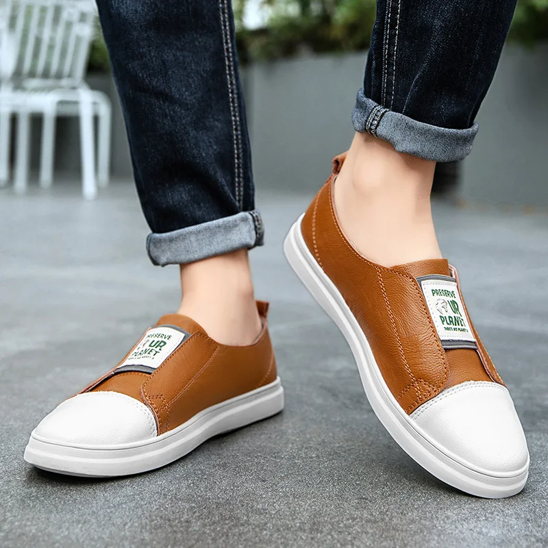 

Men's Small Leather Shoes Summer Breathable Leather Fashion Slip-On Shoes British Trend Soft Comfortable All-Match Casual Shoes