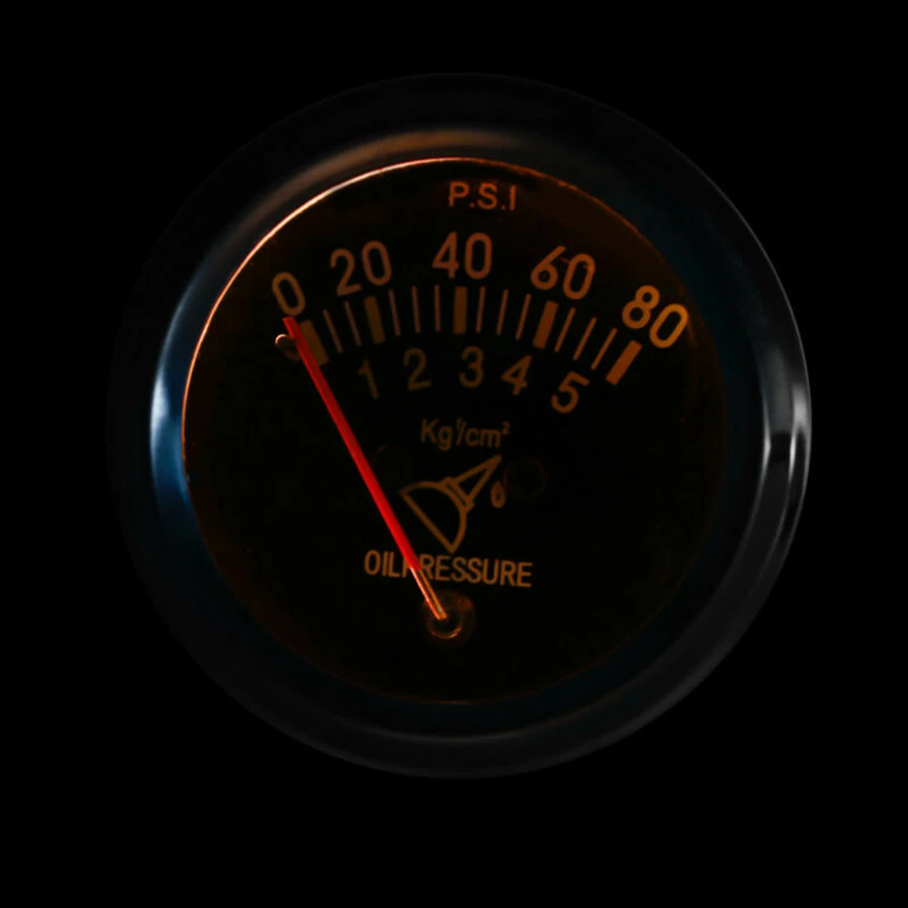 

1PC Oil Press Pressure Gauge Metal Universal Mechanical Meter 0 ~ 80 PSI