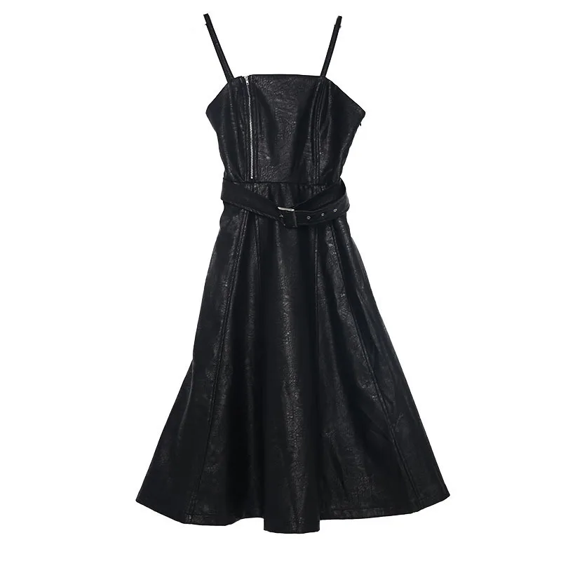 

Slim Pu Dress With One Neck