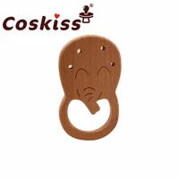 coskiss beech wooden toys diy craft baby teether for making rattles elephant educational toy wooden teether for new born teether