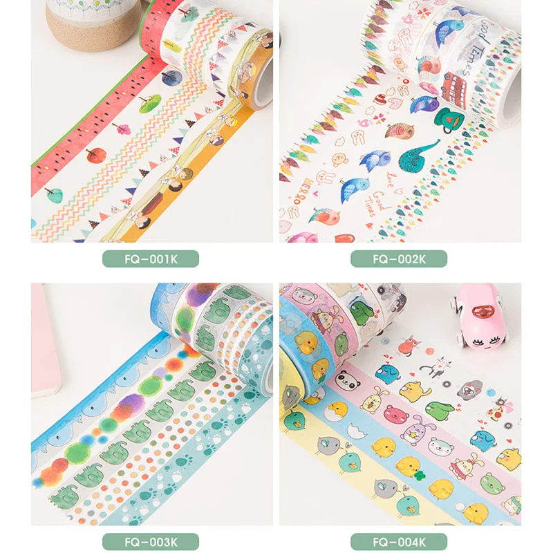 

5roll/set Cartton Pattern Masking Tape Stickers For DIY Handmade Scrapbooking Journal Sticker Labels Decoration