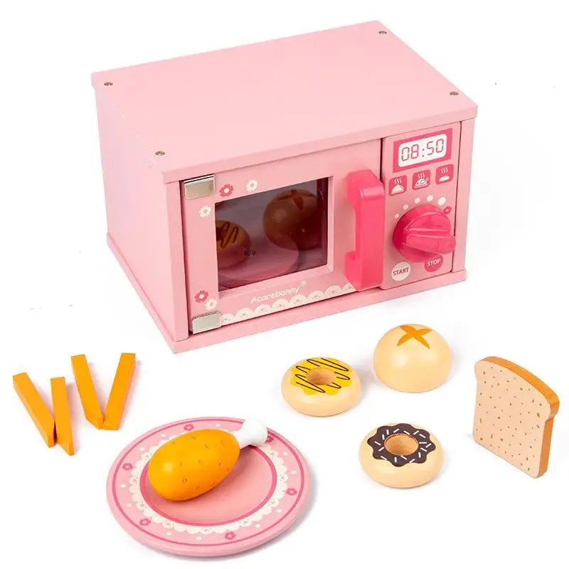 

Children Wooden Simulation Kitchen Toy Set Play House Early Education Toys Microwave Oven Kitchen Food Pretend Play Role Playing