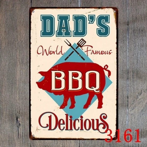 

Металлическая жестяная вывеска 20*30 см dad's BBQ вкусные Декор Бар паб дома Винтаж ретро постер комиксы наклейка