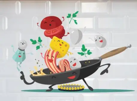 

Cartoon Happy Pan Kitchen Wall Hanging Sticker Kitchen Refrigerator Cabinet Decoration Art Sticker