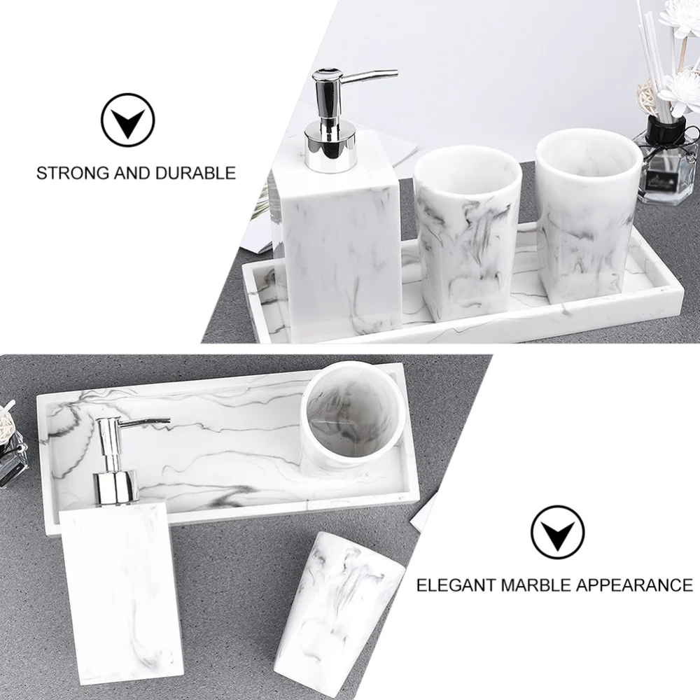 

1 Set Bathroom Soap Dispenser Bottle Countertop Organizer Storage Tray with Cups
