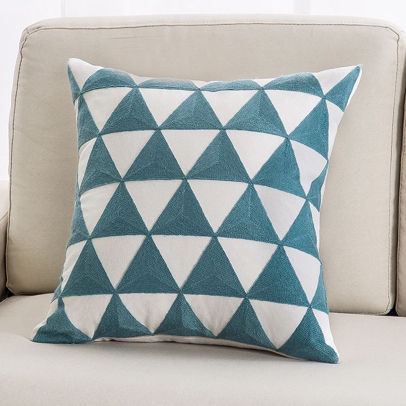 Синяя серия наволочек на подушку с вышивкой хлопчатобумажная ткань