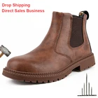 Зимние ботинки, мужские защитные рабочие ботинки, противоударные и непрокалываемые рабочие ботинки, Мужская защитная обувь, ботинки челси со стальным носком