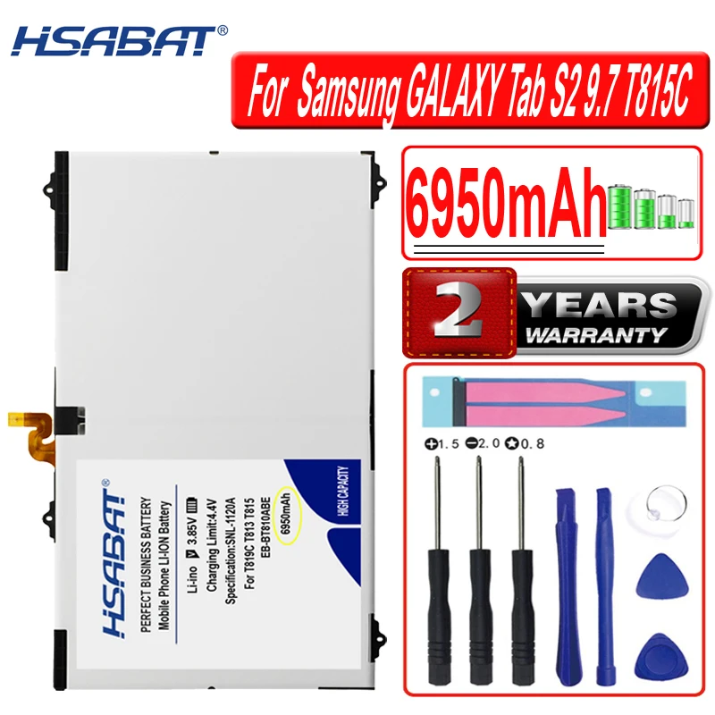 

Аккумулятор HSABAT, 6950 мАч, для Samsung GALAXY Tab S2 9,7, T815C, для Samsung GALAXY Tab S2, 9,7, T815C, для Samsung GALAXY Tab S2 T815, T813, T819C