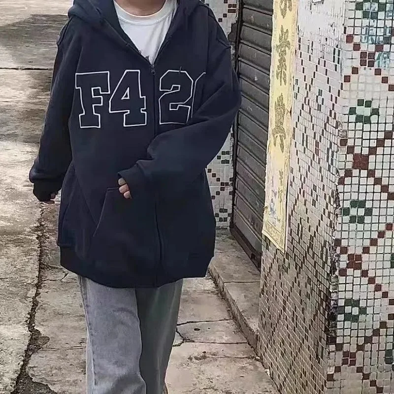 Уличная куртка Y2K в стиле Харадзюку с надписью женский корейский кардиган на