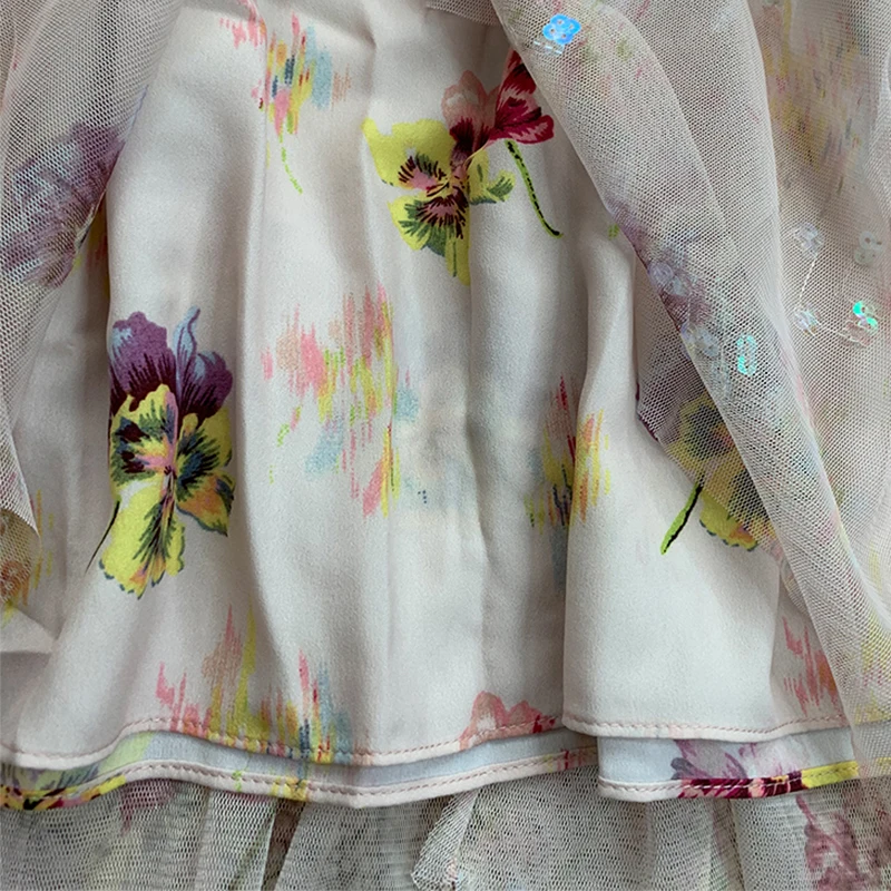 N &amp T/тонкое длинное платье из крепа с блестками и цветочным принтом | Женская