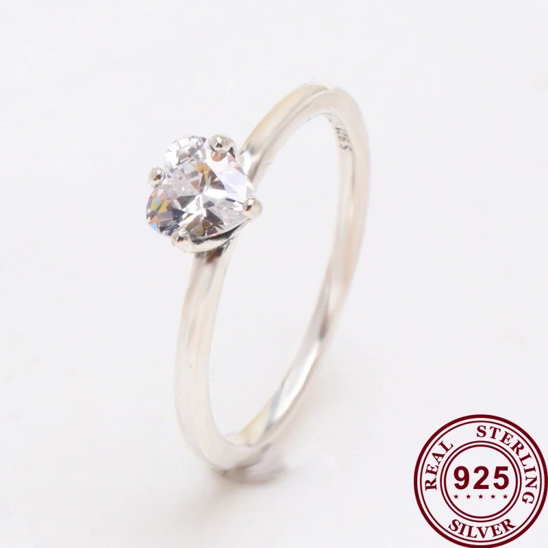 

Original 925 кольцо Silver Pan Ring Fashion Transparent Love With Crystal Cz Ring For Women Wedding Party Fashion Jewelry