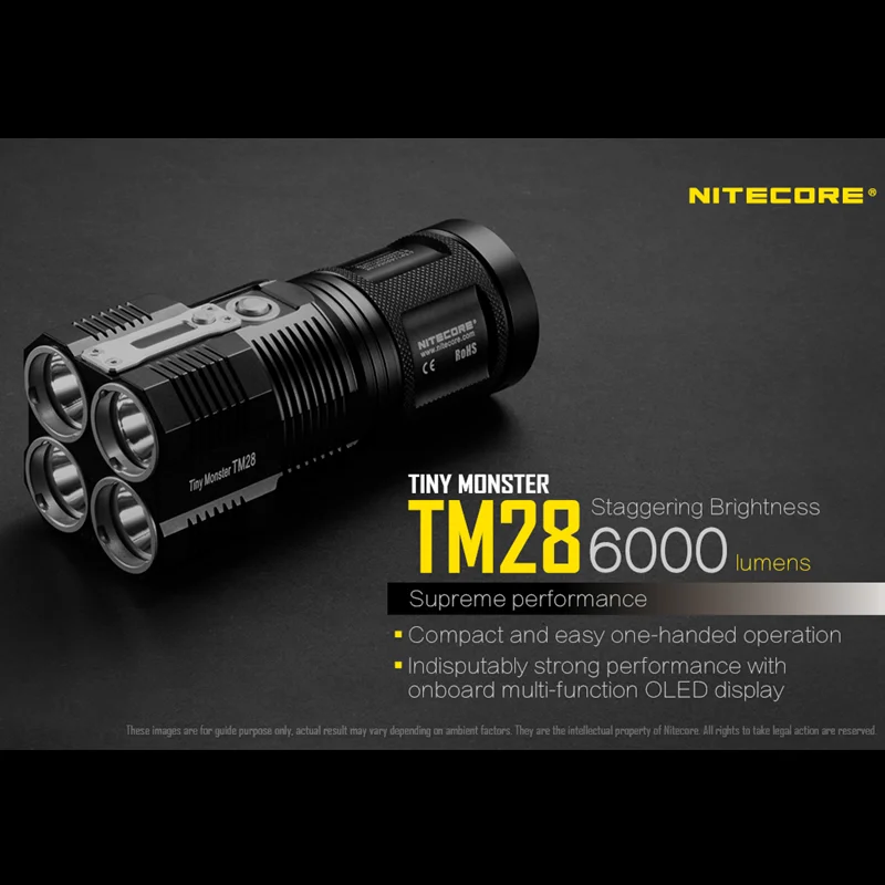 Barato NITECORE-linterna De Defensa Personal TM28 Original, Reflector Recargable De Alta Linterna Potente, 6000 Lúmenes, 4 CreeXHP35 Hl