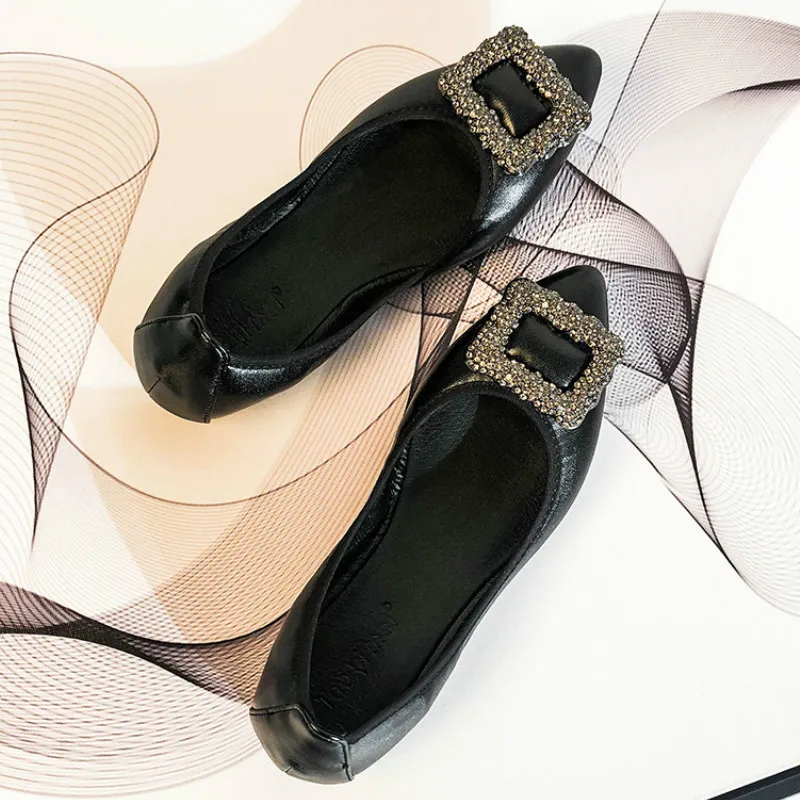 Черные Мягкие Туфли оксфорды из натуральной кожи на плоской подошве женские