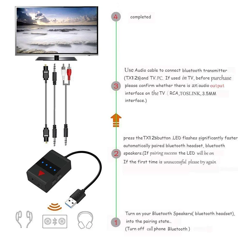 Мини беспроводной Bluetooth 4 2 A2DP стерео аудио оптический SPDIF ТВ RCA Aux 3 5 мм Передатчик