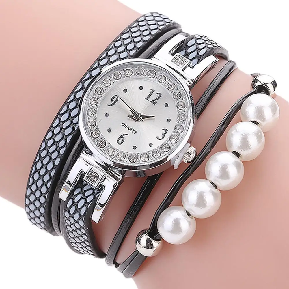 Женские Стразы искусственная кожа merk vrouwen Strass Parel повязка на руку Horloges кожаный