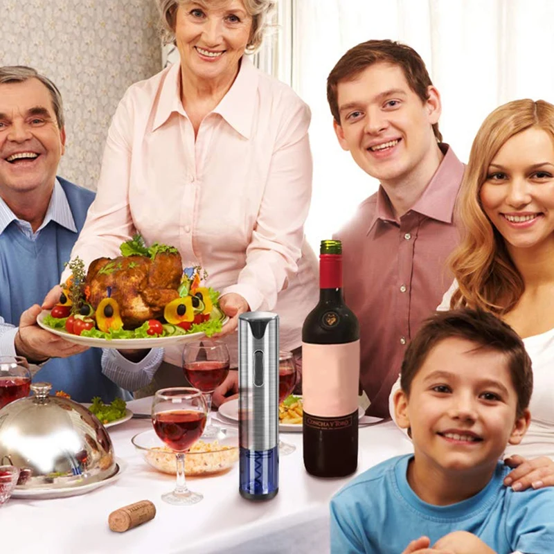 

Electric Wine Opener Rechargeable Automatic Corkscrew Wine Bottle Opener With Foil Cutter & Usb Charging Cable Stainless Steel