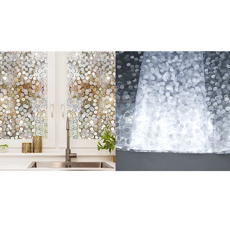 

3D Clear Circle Decor Stained Glass Window Film Rainbow Effect Removable Self Adhesive Glass Sticker Static Cling Window Sticker
