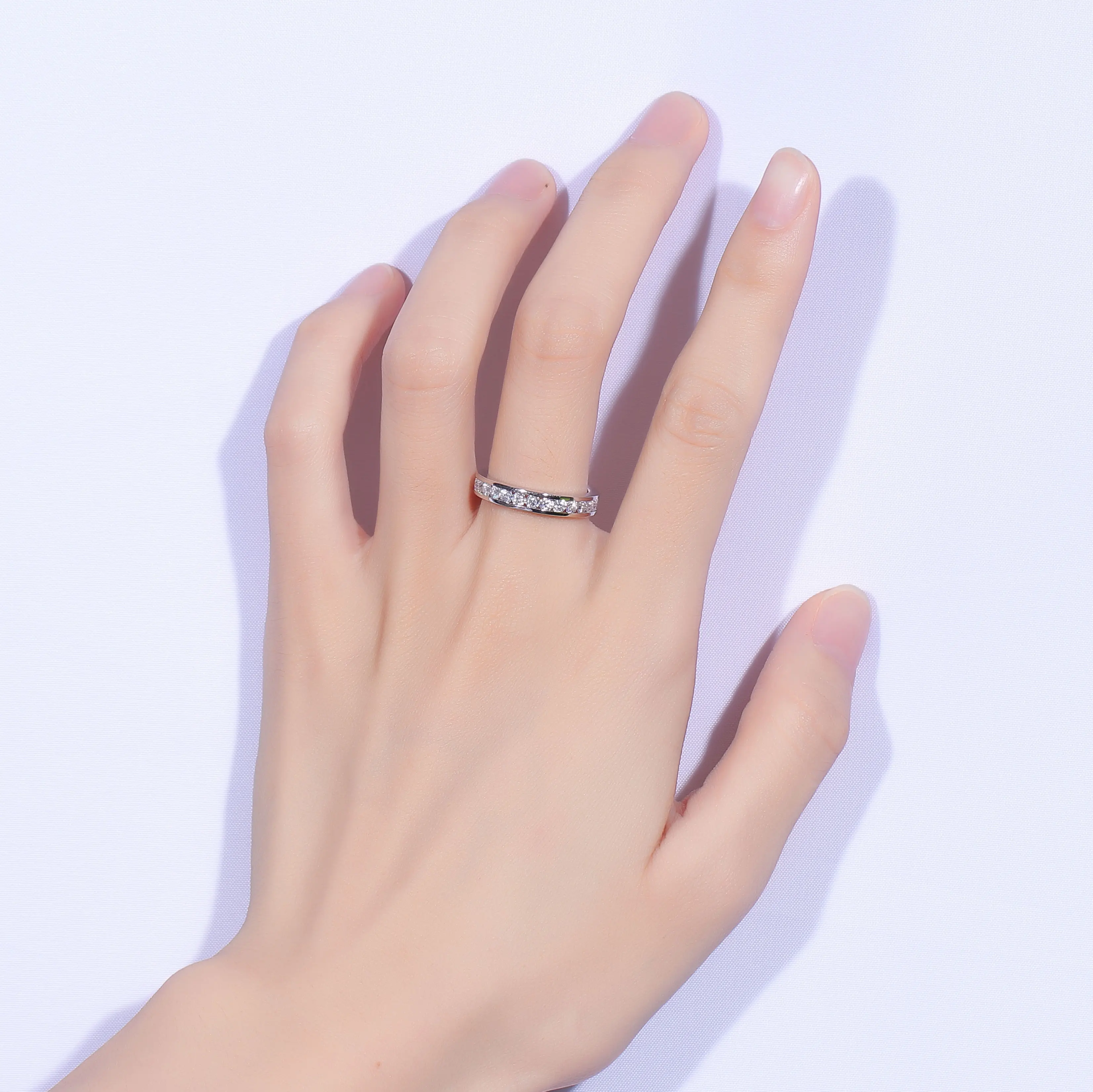 Transgems влюбленные золото муассанит обручальное кольцо Вечность однотонные 14K