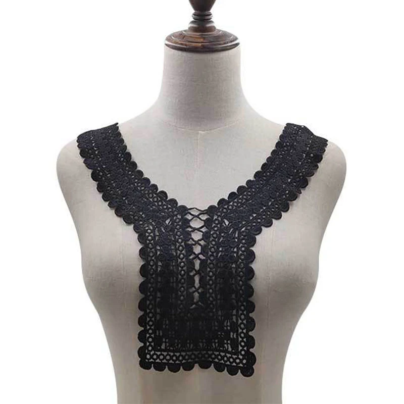

1pc Elegant Fake collar Hollow Out Applique Neckline Fashion Collarband Women Collars Neckband Fabric Lace Embroidered