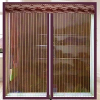 coffee stripes door window zipper opening mesh screen home bedroom kitchen bathroom toliet yarn fly anti mosquito net curtain