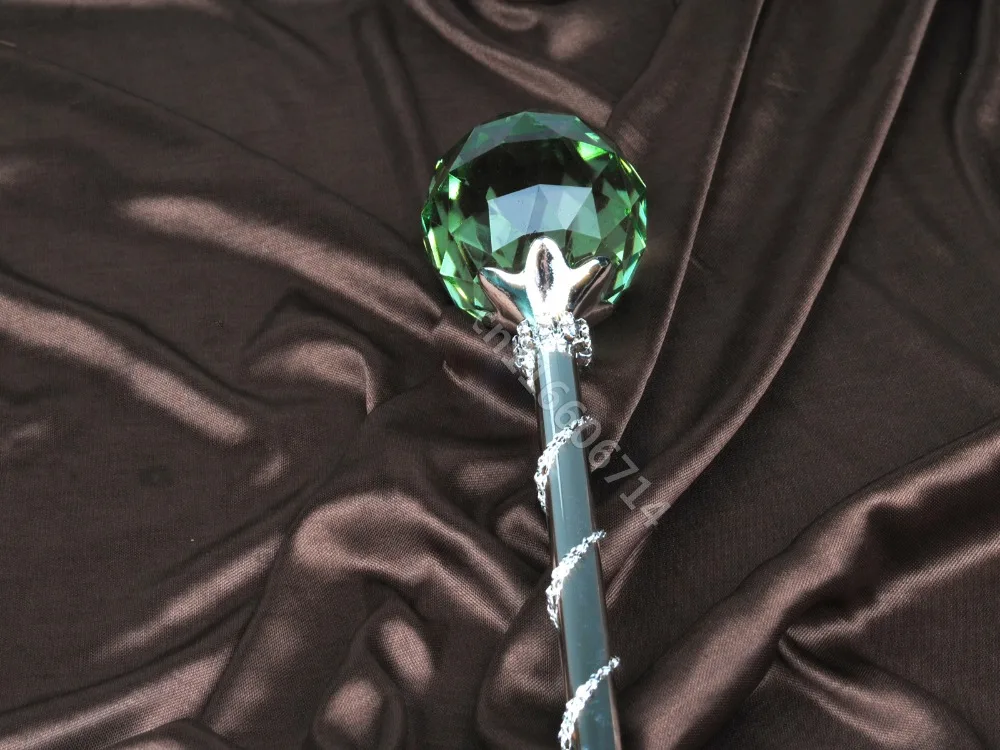 Зеленый Кристалл Sceptres ручной работы круглый шар скипетр палочка король королева свадьба Свадебное Театрализованное Пром Арт Деко реквизит аксессуары