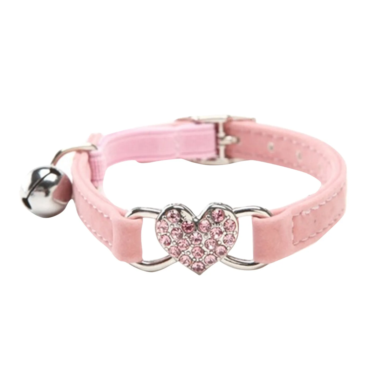 

Collar Cats Dog Leather Hot Sale Super Cute Crystal Elastic Dog Collar Velvet Bell Heart Shape Pet Necklacce Show Collar