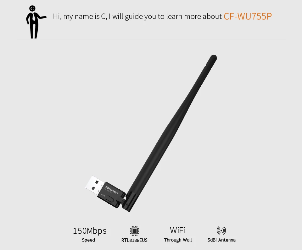 5dBi Wi-Fi антенна RealTek RTL8188 Comfast 150 Мбит/с беспроводной USB Wifi точка доступа Wlan адаптер ключ USB Беспроводная сеть LAN Карта