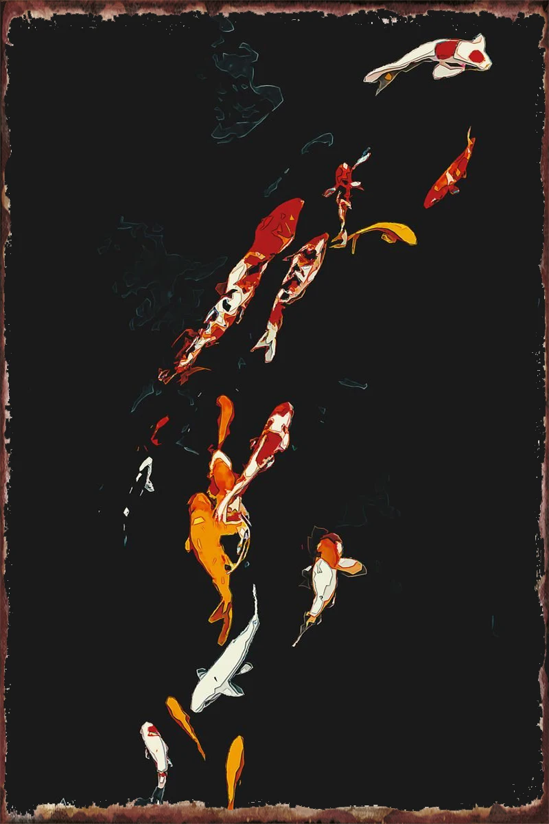 Жестяная Табличка в виде золотой рыбы винтажная металлическая вывеска жестяные