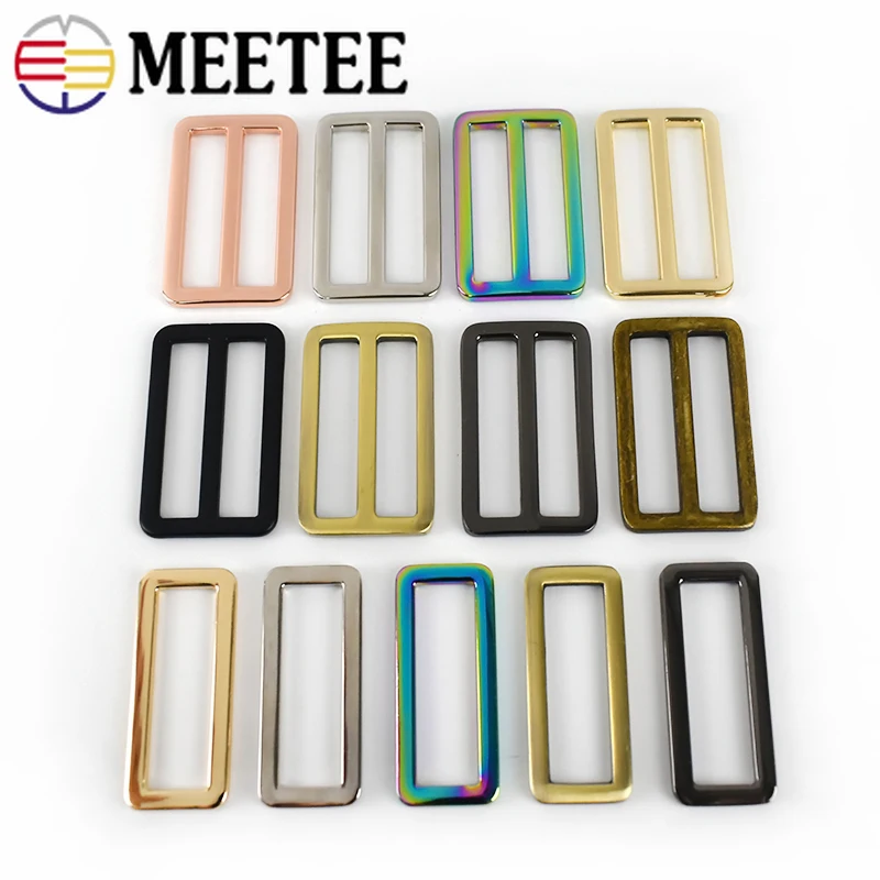 

Meetee 38mm 20/50pcs Metal Ring Buckles Tri-Glide Adjust Clasp Bag Straps Slider Hook DIY Webbing Belt Buckle Adjustable Button