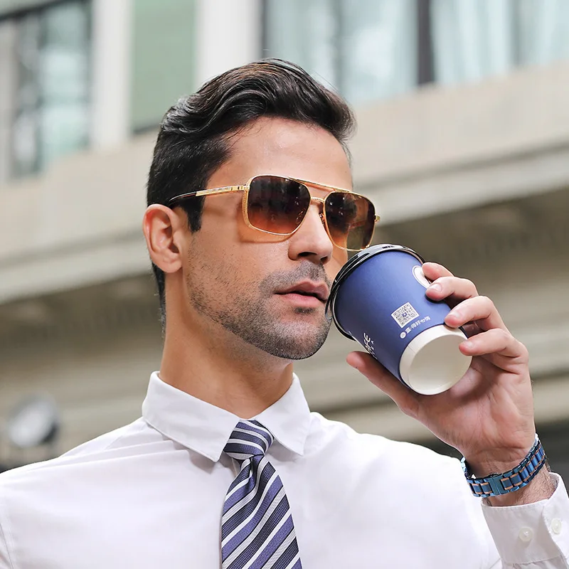 

2021 new box sunglasses men's retro sunglasses men's fashion online celebrity with sunglasses
