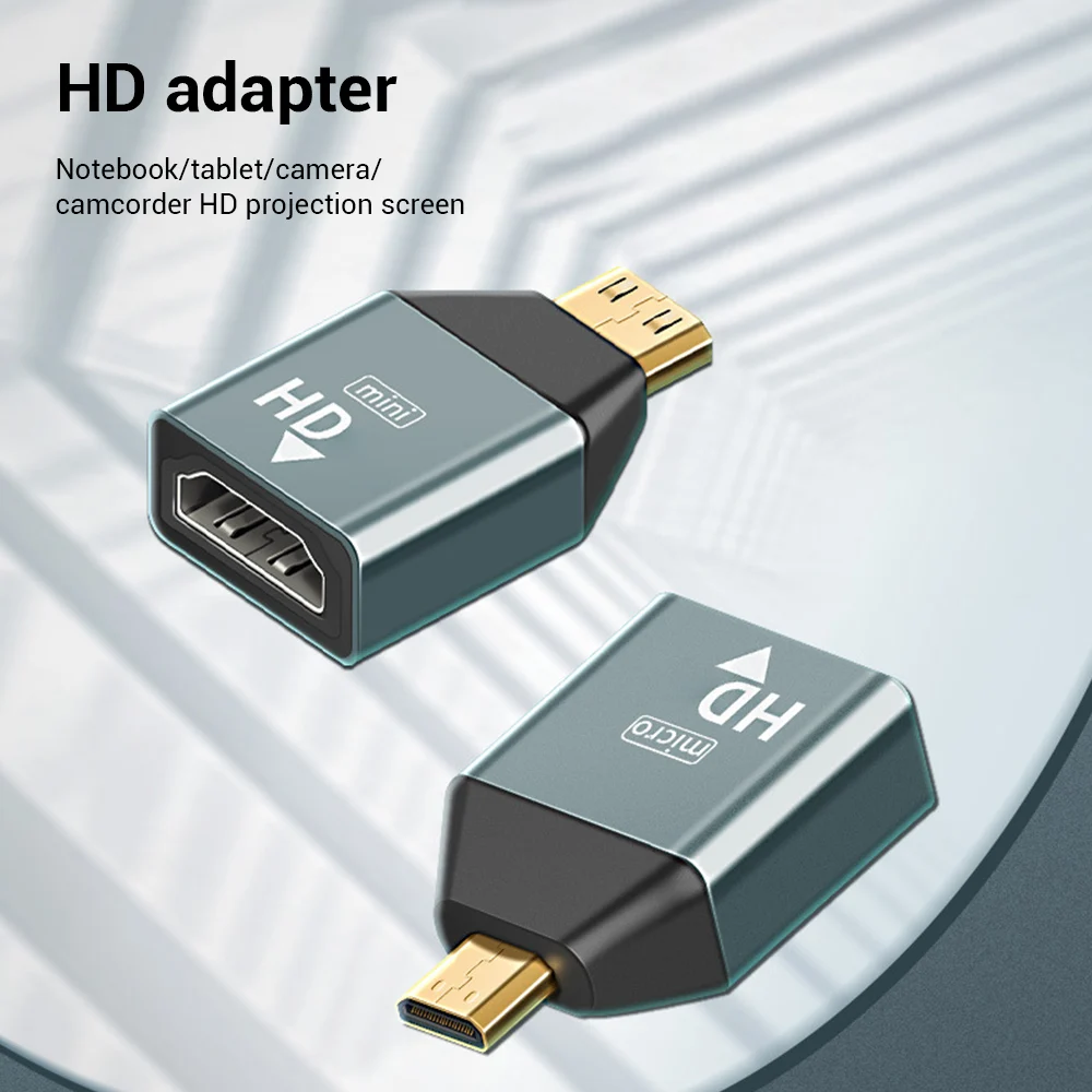 

HD Protector Adapter 4K 60hz Mini/Micro HDMI-Compatible Male to HDMI-Compatible Female Converter Aluminum Shell Adapter