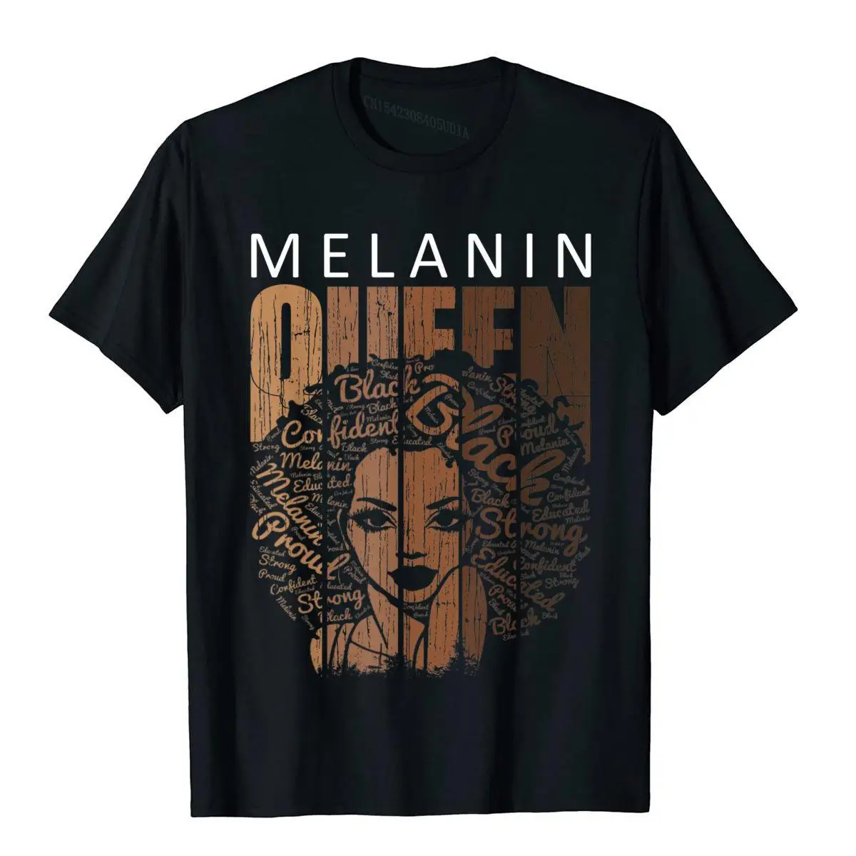 

Melanin Queen Tee Strong Black African American Natural Afro T-Shirt Cotton Youth Tops Tees Design T Shirt Customized Plain