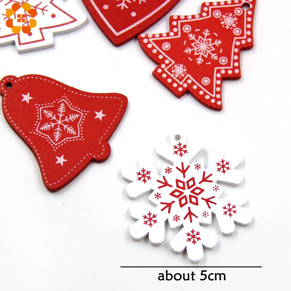 12 шт. DIY Белая и красная елка/Сердце/Деревянные Подвески-украшения в виде звезд