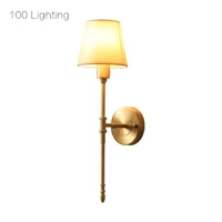 Nordic Golden Metal LED Wall light Surface Mount Living room Bedroom Wall Sconce Loft Wall Light Fixtures Fabric Lampshade E14