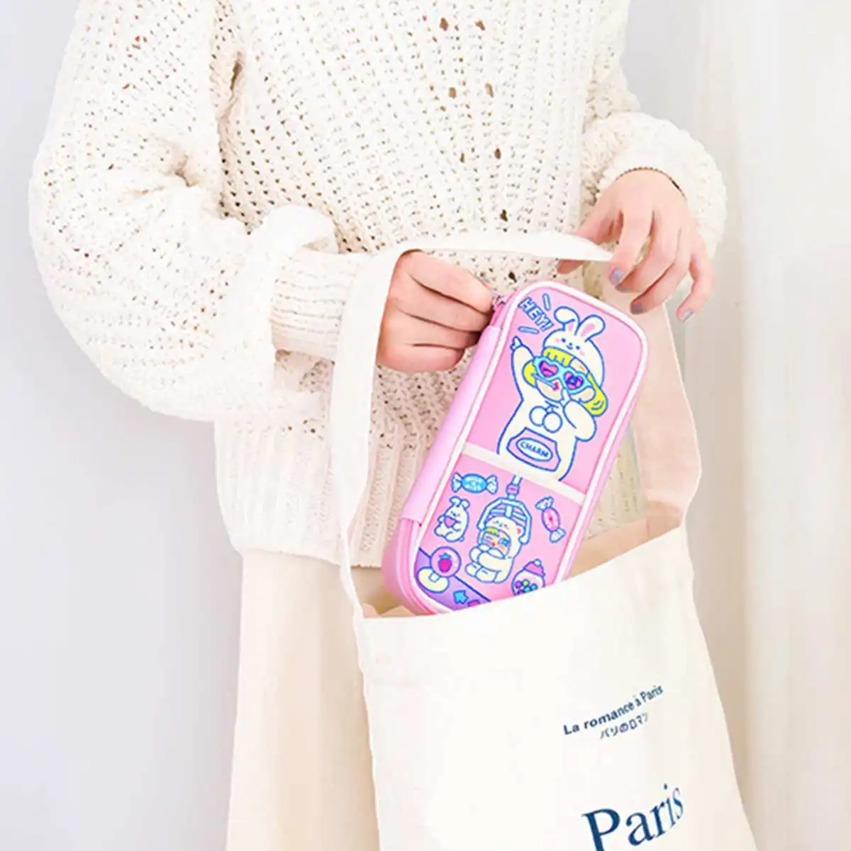 

Cute Pen bag Large Capacity Pencil Cases Leather PU Pen Box Pencil Bag School Office Stationary Supplies Kawaii Cartoon Student