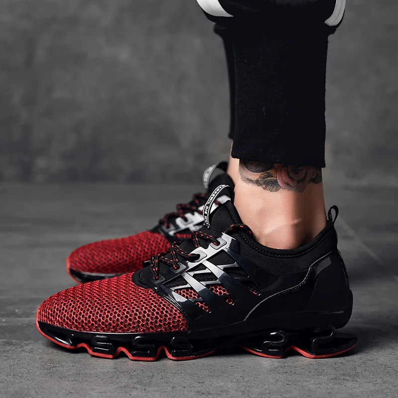 Мужская прогулочная обувь черные сетчатые кроссовки размера плюс 47|Обувь для