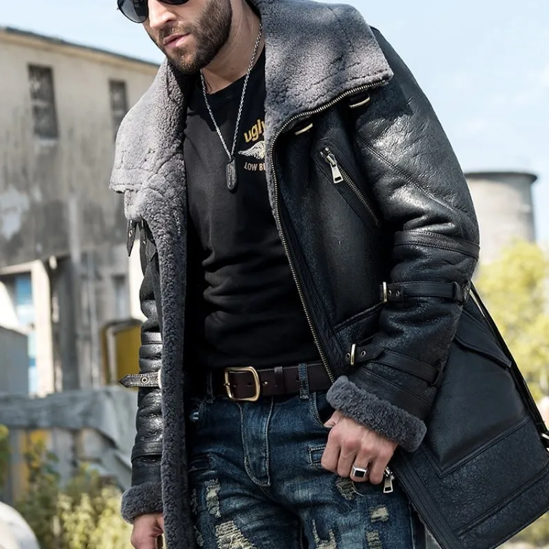 Куртка мужская зимняя из натуральной овечьей шерсти с подкладкой натурального