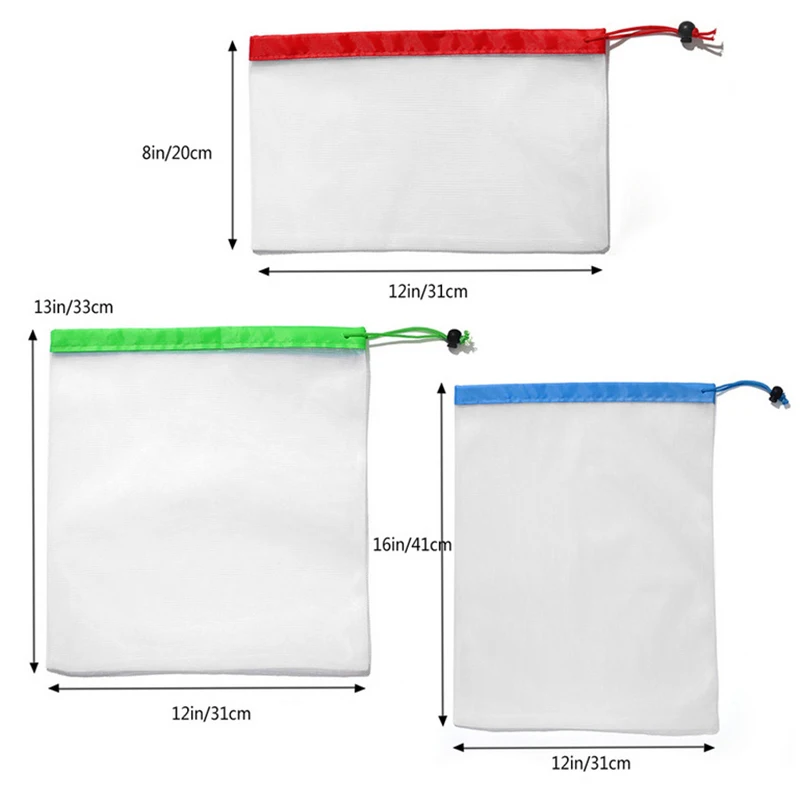 

Vegetable Bags Reusable Produce Bags Kitchen Mesh Bags Fruit Vegetable Storage Organizer Bags Toys Sundries Bag With Drawstring