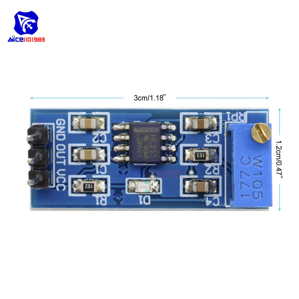 diymore NE555 Adjustable Frequency Pulse Generator Module Plate Load Resistor 5~12V for Arduino Smart Car | Электронные