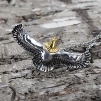 flying eagle pendant with necklace%e2%80%a2flying hawk with spread feather wings talisman %e2%80%a2eagle jewelry men viking bird necklace lo3k79