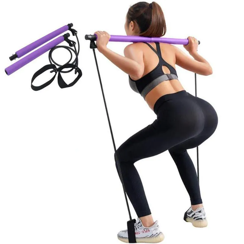 Fitness Multi-functional Yoga Pull Rods Portable Gym Pilates Bar Resistance Band Trainer Stick Workout | Спорт и развлечения