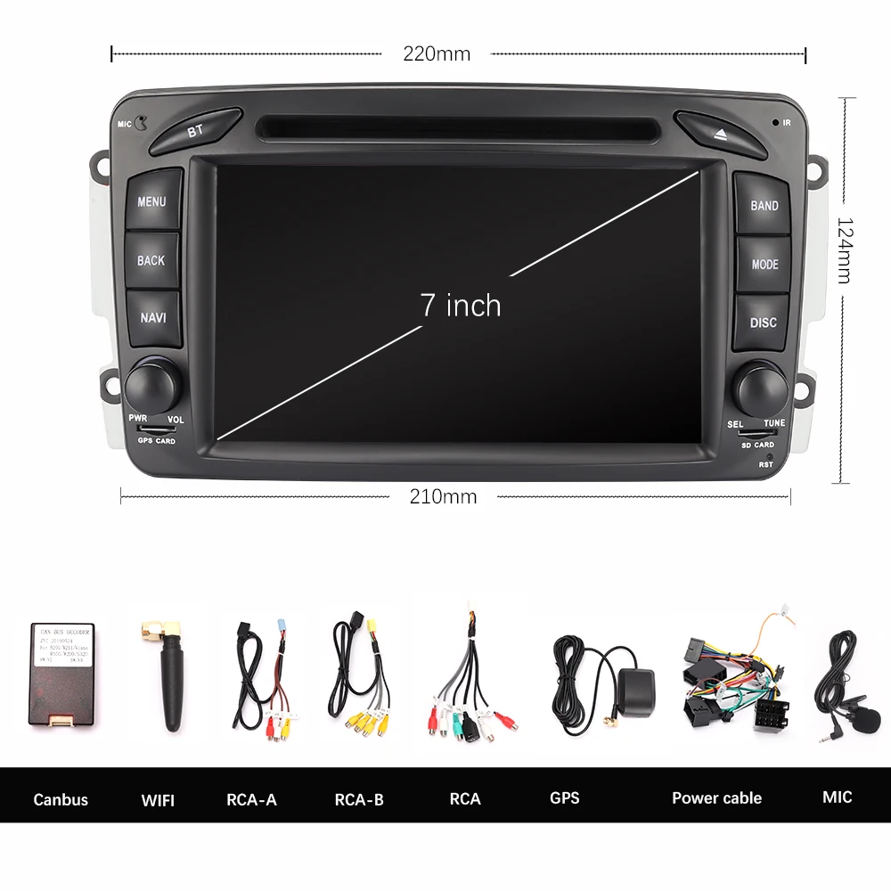 Eunavi 2 Din 7 'ɺndroid 10 автомобильный DVD для Mercedes Benz CLK W203 W208 W209 W210 W463 Vito Viano