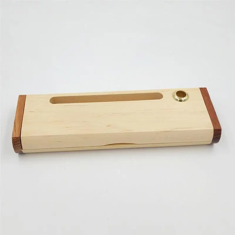 

1Pc Wooden Stationery Box Single Pen Case Office Pen Box Cards Holder (Beige)