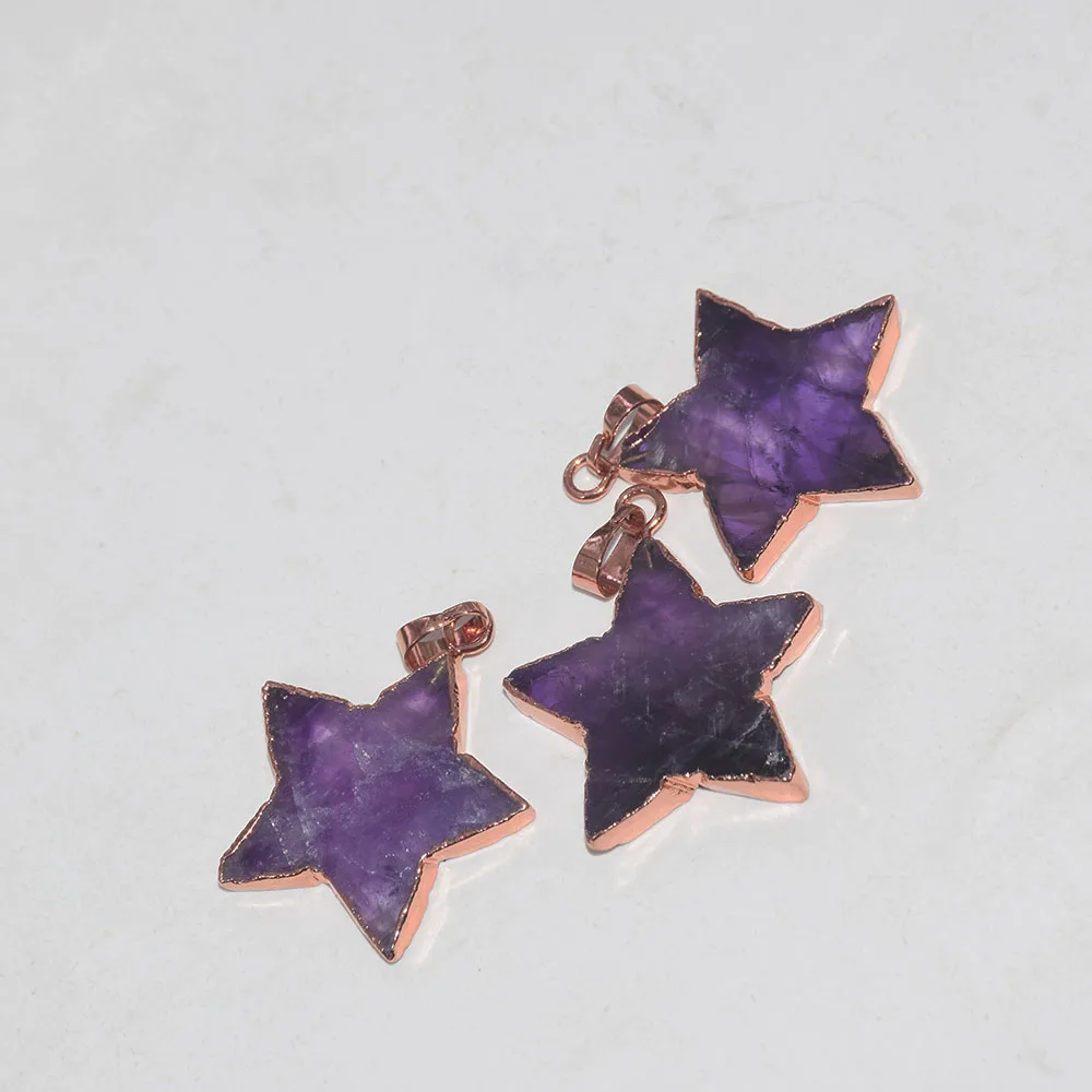 Натуральный фиолетовый камень аметист звезды кулон для женщин 2021 резные чакра